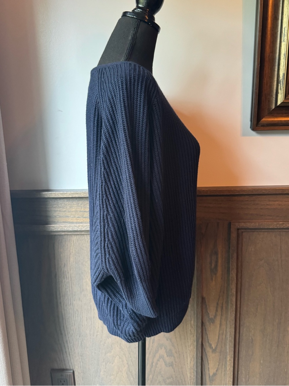 Chicos Classic Navy Ribbed Knit Women's Sweater - Picture 5 of 8